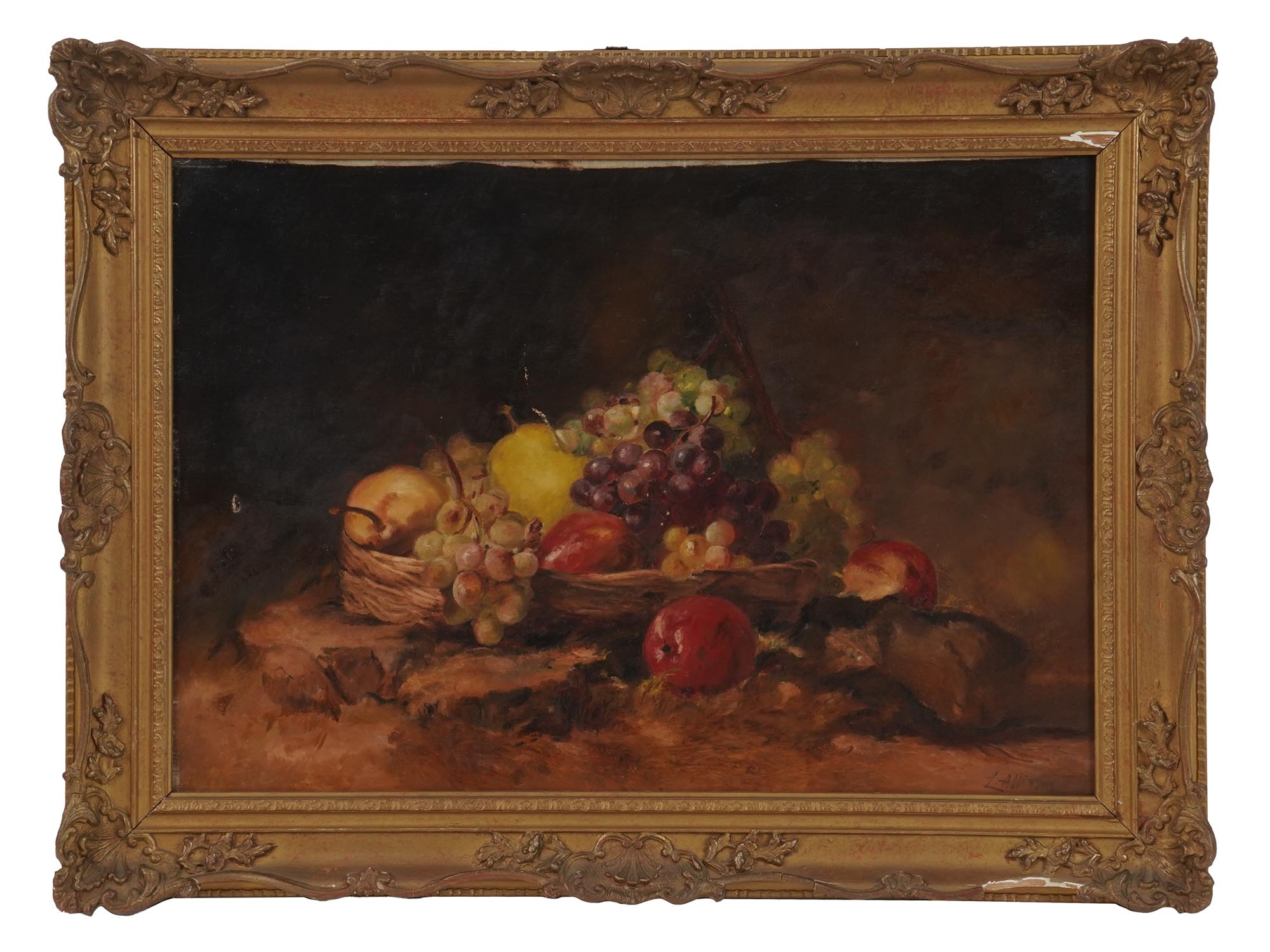 ANTIQUE STILL LIFE PAINTING SIGNED L. ALLINSON PIC-0